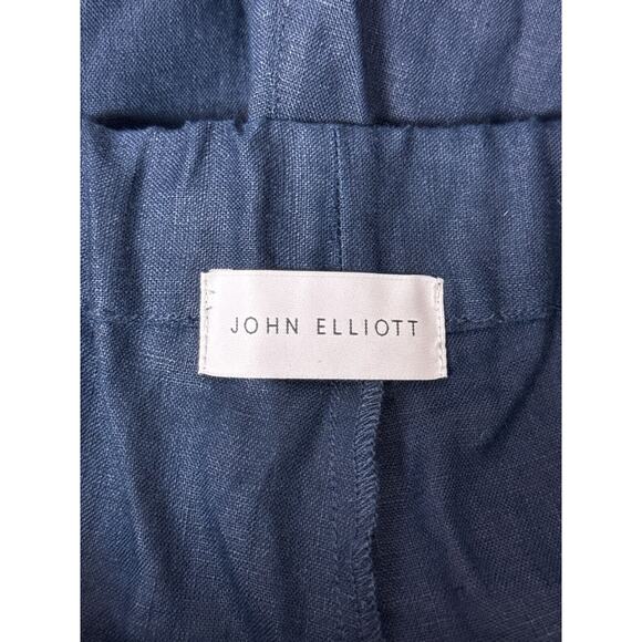 John Elliott Pants 1 / Small Womens Leisure Wide Leg Pull On Blue Linen - Picture 6 of 6